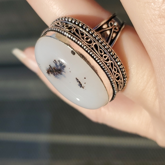 New Dendritic Opal 925 Silver Ring. - Picture 6 of 12